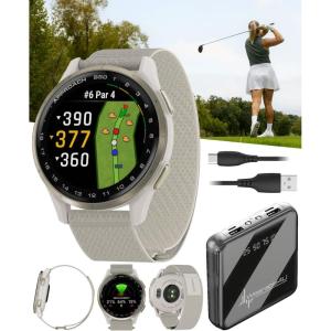 imageWearable4U  Garmin Approach S70 Ceramic 47 mm Golf Smartwatch14quot AMOLED Display Up to 16 Days Battery Life Multisport GPS Premium Watch w 43K Golf maps ampamp Gift BundleIvory  PowerBank