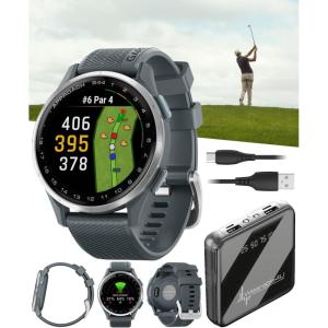 imageWearable4U  Garmin Approach S70 Ceramic 47 mm Golf Smartwatch14quot AMOLED Display Up to 16 Days Battery Life Multisport GPS Premium Watch w 43K Golf maps ampamp Gift BundleTwilight  PowerBank