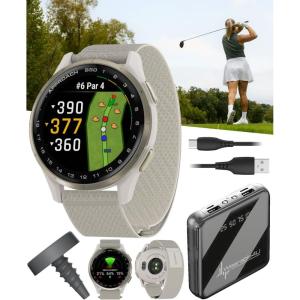 imageWearable4U  Garmin Approach S70 Ceramic 47 mm Golf Smartwatch14quot AMOLED Display Up to 16 Days Battery Life Multisport GPS Premium Watch w 43K Golf maps ampamp Gift BundleIvory  CT1  PowerBank