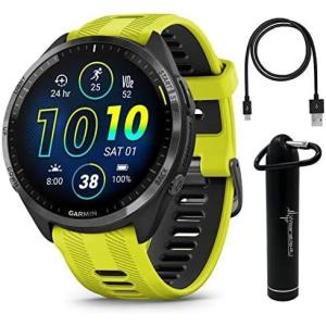 imageWearable4U  Garmin Forerunner 965 Premium GPS Running and Triathlon 47mm Smartwatch with AMOLED Touchscreen Display Carbon Gray DLC Titanium Bezel and Amp Yellow Silicone Band with EBank