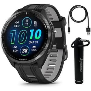 imageWearable4U  Garmin Forerunner 965 Premium GPS Running and Triathlon 47mm Smartwatch with AMOLED Touchscreen Display Carbon Gray DLC Titanium Bezel with Black Silicone Band with EBank Bundle