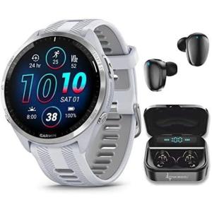 imageWearable4U  Garmin Forerunner 965 Premium GPS Running and Triathlon 47mm Smartwatch with AMOLED Touchscreen Display Titanium Bezel with Whitestone Silicone Band with Black Earbuds Bundle
