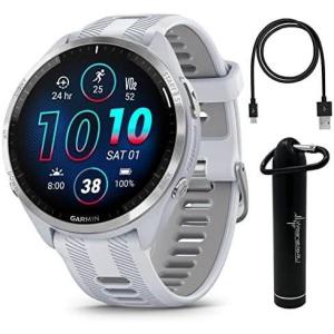 imageWearable4U  Garmin Forerunner 965 Premium GPS Running and Triathlon 47mm Smartwatch with AMOLED Touchscreen Display Titanium Bezel with Whitestone Silicone Band with EBank Bundle