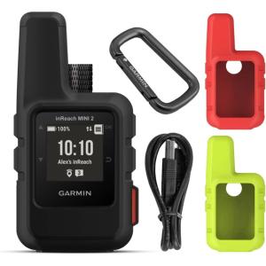 imageWearable4U  Garmin inReach Mini 2 Lightweight and Compact Satellite Communicator Hiking Handheld Black with 2 Pack Cases OrangeLime Bundle
