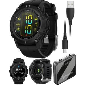 imageWearable4U Garmin Descent G2 WatchStyle Dive Computer Smartwatch Black with Black Silicone Band AMOLED Display Diving PowerBank Bundle