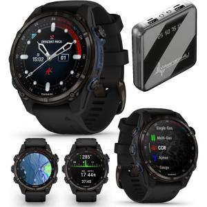 imageWearable4U Garmin Descent Mk3 ampamp Mk3i 51 mm ampamp 43 mm Titanium Dive Computer ExtraLong Strap  Up to 25 Days Battery Life AMOLED Display GPS Smartwatch Gift Bundle 0100275210Mk3i Titanium w Silicone Band