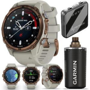 imageWearable4U Garmin Descent Mk3 ampamp Mk3i 51 mm ampamp 43 mm wT2 Transceiver Titanium Dive Computer ExtraLong Strap  Up to 25 Days Battery Life AMOLED Display GPS Smartwatch Gift Bundle 0100275313