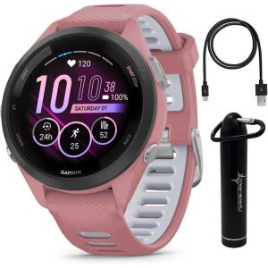 imageWearable4U Garmin Forerunner 265S Music GPS Running 42 mm Smartwatch Pink with AMOLED 11in Touchscreen Display EBank Bundle