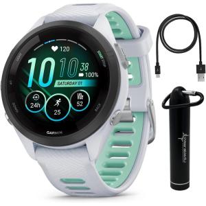 imageWearable4U Garmin Forerunner 265S Music GPS Running 42 mm Smartwatch Whitestone with AMOLED 11in Touchscreen Display EBank Bundle