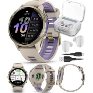 imageWearable4U Garmin Forerunner 970 Carbon Gray DLC Titanium Smartwatch with Black Case and BlackTranslucent Whitestone Band White Earbuds Bundle955 Solar  Whitestone