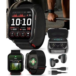 imageWearable4U Garmin Venu X1 Thin and Lightweight GPS Smartwatch AMOLED Display Black with Slate Titanium Comfort Fit Nylon Band White Earbuds BundleBlack