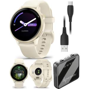 imageWearable4U Garmin Vivoactive 6  Health ampamp Fitness Smartwatch 12 in Bright AMOLED GPS Sports Tracking Up to 11 Days of Battery Metallic Jasper Green ampamp Jasper Green Band w White Earbuds BundlePowerBank