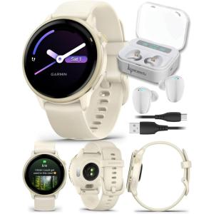 imageWearable4U Garmin Vivoactive 6  Health ampamp Fitness Smartwatch 12 in Bright AMOLED GPS Sports Tracking Up to 11 Days of Battery Metallic Jasper Green ampamp Jasper Green Band w White Earbuds BundleWhite EarBuds