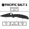 imageSpyderco Pacific Salt 2 Lightweight Knife with 378quot Corrosion Resistant H1 Steel Blade and Black NonSlip FRN HandleBlack Handle  Black Steel Blade