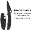 imageSpyderco Pacific Salt 2 Lightweight Knife with 378quot Corrosion Resistant H1 Steel Blade and Black NonSlip FRN HandleBlack Handle  Black Steel Blade