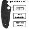 imageSpyderco Pacific Salt 2 Lightweight Knife with 378quot Corrosion Resistant H1 Steel Blade and Black NonSlip FRN HandleBlack Handle  Black Steel Blade