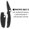 imageSpyderco Pacific Salt 2 Lightweight Knife with 378quot Corrosion Resistant H1 Steel Blade and Black NonSlip FRN HandleBlack Handle  Black Steel Blade