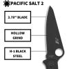 imageSpyderco Pacific Salt 2 Lightweight Knife with 378quot Corrosion Resistant H1 Steel Blade and Black NonSlip FRN HandleBlack Handle  Black Steel Blade