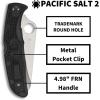 imageSpyderco Pacific Salt 2 Lightweight Knife with 378quot Corrosion Resistant H1 Steel Blade and Black NonSlip FRN HandleBlack Handle  Stainless Steel Blade