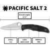 imageSpyderco Pacific Salt 2 Lightweight Knife with 378quot Corrosion Resistant H1 Steel Blade and Black NonSlip FRN HandleBlack Handle  Stainless Steel Blade
