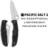 imageSpyderco Pacific Salt 2 Lightweight Knife with 378quot Corrosion Resistant H1 Steel Blade and Black NonSlip FRN HandleBlack Handle  Stainless Steel Blade