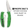 imageSpyderco Pacific Salt 2 Lightweight Knife with 378quot Corrosion Resistant H1 Steel Blade and Black NonSlip FRN HandleGreen  Stainless Steel Blade