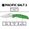 imageSpyderco Pacific Salt 2 Lightweight Knife with 378quot Corrosion Resistant H1 Steel Blade and Black NonSlip FRN HandleGreen  Stainless Steel Blade