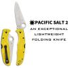imageSpyderco Pacific Salt 2 Lightweight Knife with 378quot Corrosion Resistant H1 Steel Blade and Black NonSlip FRN HandleYellow Handle  Stainless Steel Blade