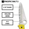 imageSpyderco Pacific Salt 2 Lightweight Knife with 378quot Corrosion Resistant H1 Steel Blade and Black NonSlip FRN HandleYellow Handle  Stainless Steel Blade