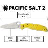 imageSpyderco Pacific Salt 2 Lightweight Knife with 378quot Corrosion Resistant H1 Steel Blade and Black NonSlip FRN HandleYellow Handle  Stainless Steel Blade