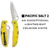imageSpyderco Pacific Salt 2 Lightweight Knife with 378quot Corrosion Resistant H1 Steel Blade and Black NonSlip FRN HandleYellow Handle  Stainless Steel Blade
