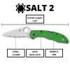 imageSpyderco Salt 2 Knife with LC200N Steel Blade and Lightweight FRN Green Handle  SpyderEdge  C88FSGR2