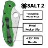 imageSpyderco Salt 2 Knife with LC200N Steel Blade and Lightweight FRN Green Handle  SpyderEdge  C88FSGR2