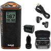 imageWearable4U  Bushnell Wingman View Golf GPS Bluetooth Speaker with Ultimate Black Earbuds and Wall and Car Chargers Bundle