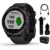 imageWearable4U  Garmin Approach S42 Premium GPS Golf Watch Gunmetal with Black Silicone Band and Power Pack Bundle