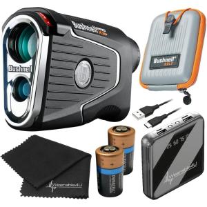 imageBushnell PRO X3  Pro X3 Plus Advanced Laser Golf Rangefinder with Included Carrying Case Carabiner Lens Cloth and Selected Wearable4U BundlePower Bank CR2 Towel
