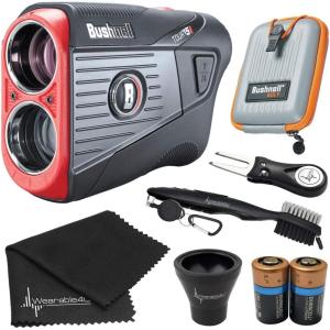 imageBushnell Tour V5  Tour V5 Shift Laser Golf Rangefinder with Included Carrying Case Carabiner and Wearable4U BundleUltimate AllIn Bundle