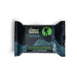 imageCombat Wipes ACTIVE Outdoor Wet Wipes  Extra Thick Camping Gear Biodegradable Body ampamp Hand CleansingRefreshing Cloths for Backpacking ampamp Gym wNatural Aloe ampamp Vitamin E4 packs 25 wipes eachActive