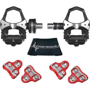 imageFavero Assioma Uno Pedal Based Cycling Power Meter with Extra Cleats and Wearable4U Cleaning Cloth BundleRed 6 Degree Float