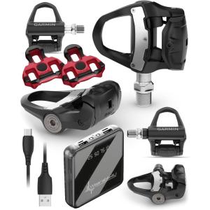 imageGarmin Rally RK110 SingleSensing Power Meter Pedals for Road Bikes Upgradeable to Dual 5 Degree Look KEO Cleats Rechargeable Up to 90 Hours of Ride Time w Wearable4U PowerBank Bundle