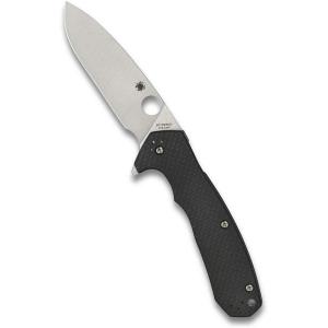 imageSpyderco Amalgam Premium Flipper Knife with 38quot CPM S30V Stainless Steel Blade and Textured Carbon Fiber G10 Handle  PlainEdge  C234CFP