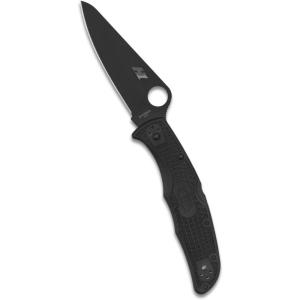 imageSpyderco Pacific Salt 2 Lightweight Knife with 378quot Corrosion Resistant H1 Steel Blade and Black NonSlip FRN HandleBlack Handle  Black Steel Blade