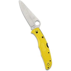 imageSpyderco Pacific Salt 2 Lightweight Knife with 378quot Corrosion Resistant H1 Steel Blade and Black NonSlip FRN HandleYellow Handle  Stainless Steel Blade