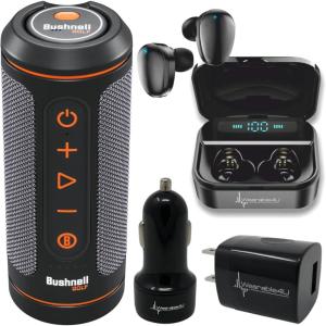 imageWearable4U  Bushnell Wingman 2 GPS Golf Speaker with White Earbuds  WallCar Adapters BundleBLK EarBuds WallCar Adapters