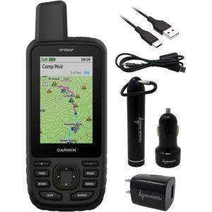 imageWearable4U  Garmin GPSMAP 67 Rugged Hiking Handheld Expanded GNSS Support 3in Display with Power Pack BundleEBank w CarWall Chargers