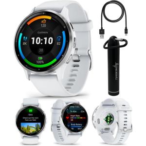 imageWearable4U  Garmin Venu 3S GPS Smartwatch AMOLED Display 41 mm Watch Advanced Health and Fitness Features Up to 10 Days of Battery Wheelchair Mode Sleep Coach Dust Rose with Power BankSilverWhitestone