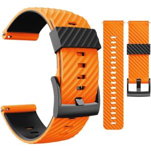 imageWearable4U SUUNTO 7  SUUNTO 9 Soft Silicon Wristband Strap 24mm QuickFixOrangeBlack