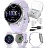 imageGarmin Venu 4 45mm AMOLED Advanced Health ampamp Fitness GPS Smartwatch Bright ampamp Colorful Display Builtin Flashlight Up to 12 Days Silver wSilver Gray Silicone Band wWearable4U Black Earbuds BundleSilverPeriwinkle