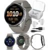 imageGarmin Venu 4 45mm AMOLED Advanced Health ampamp Fitness GPS Smartwatch Bright ampamp Colorful Display Builtin Flashlight Up to 12 Days Silver wSilver Gray Silicone Band wWearable4U Black Earbuds BundleSilverGray