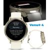 imageGarmin Venu 4 45mm AMOLED Advanced Health ampamp Fitness GPS Smartwatch Bright ampamp Colorful Display Builtin Flashlight Up to 12 Days Silver wSilver Gray Silicone Band wWearable4U Black Earbuds BundleLunar GoldBone